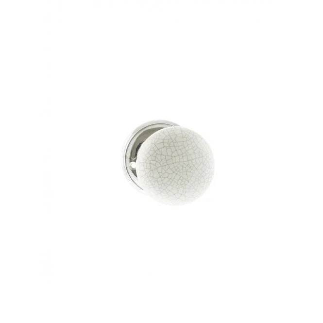 Atlantic Old English Skipton Porcelain White Crackle Door Knob on Face Fix Rose - Polished Chrome