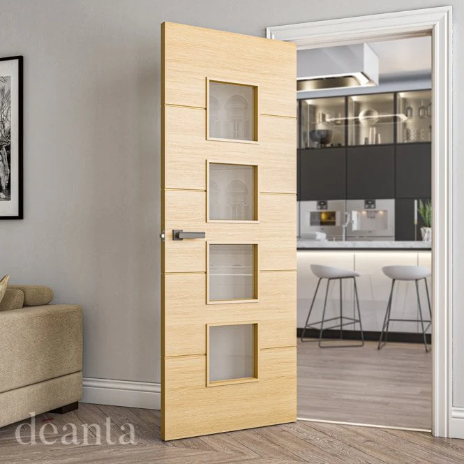 Deanta Augusta Prefinished Oak Glazed FD30 Fire Door - Image 3
