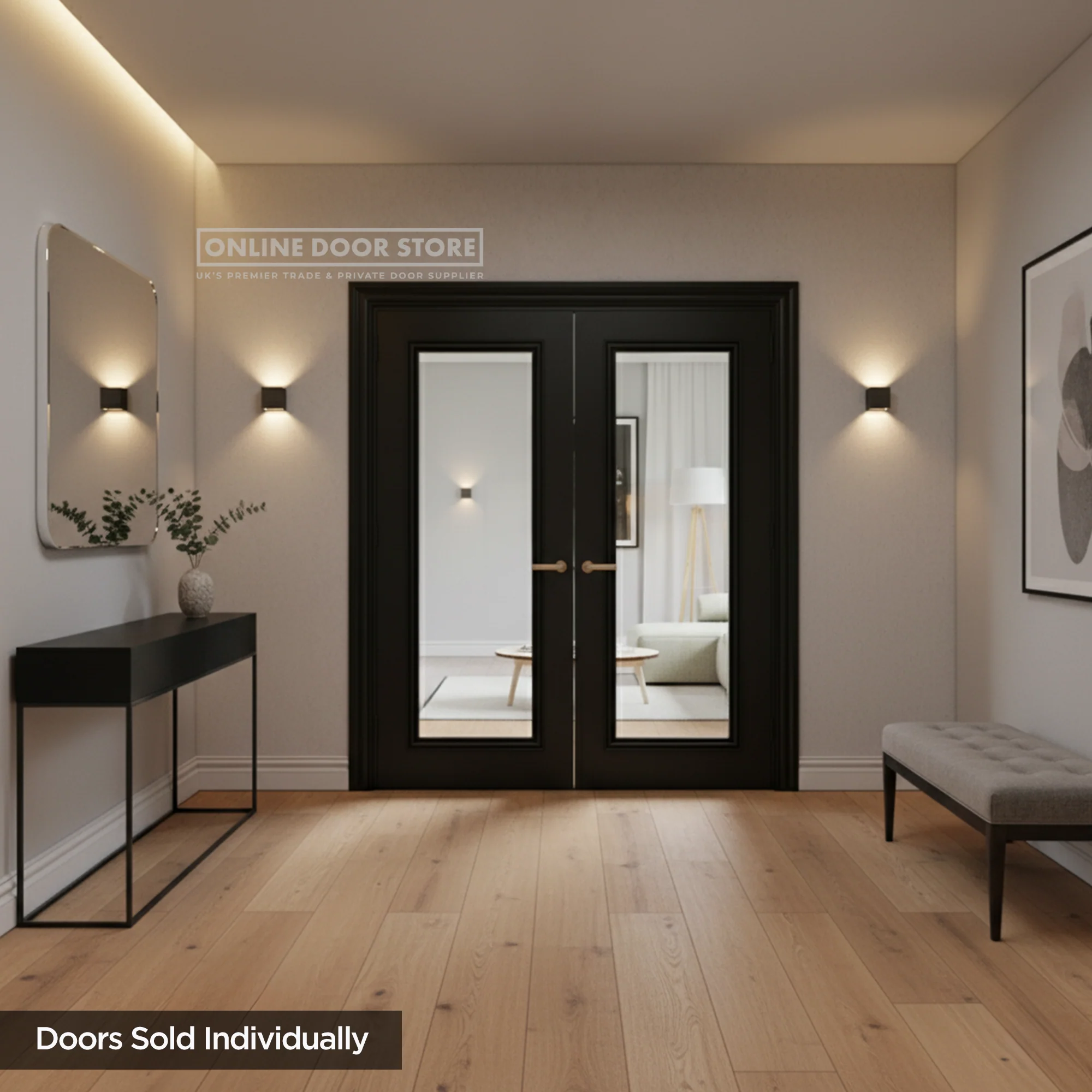 Deanta Blenheim Black Prefinished FSC Internal Bevelled Glazed Door - Image 3