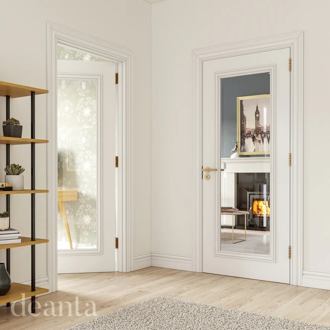 Deanta Blenheim White Primed FSC Internal Bevelled Glazed Door - Image 3