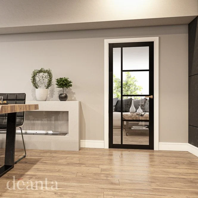 Deanta Brixton Pre-Finished Black Internal Glazed Door - Image 3