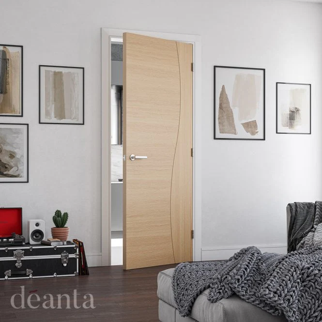 Deanta Cadiz Prefinished Oak FD30 Fire Door - Image 3