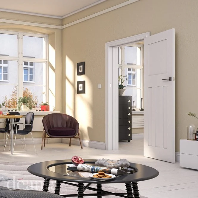 Deanta Cambridge 1930's White Primed Internal FD30 Fire Door - Image 3