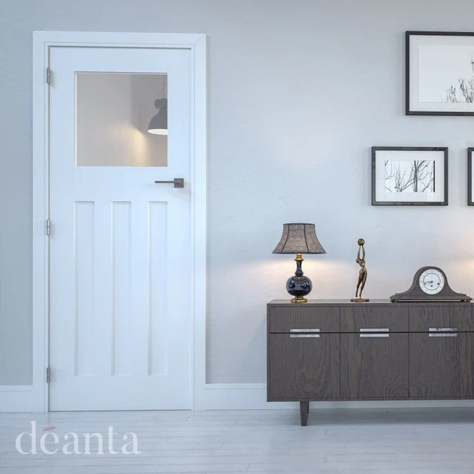 Deanta Cambridge 1930's White Primed Internal Glazed Door - Image 3