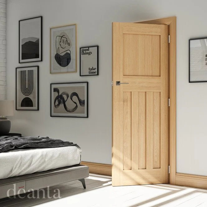 Deanta Cambridge Unfinished Oak FD30 Fire Door - Image 3
