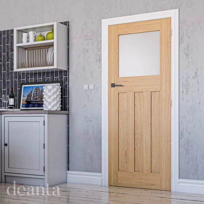 Deanta Cambridge Unfinished Oak Frosted Internal Glazed Door - Image 3