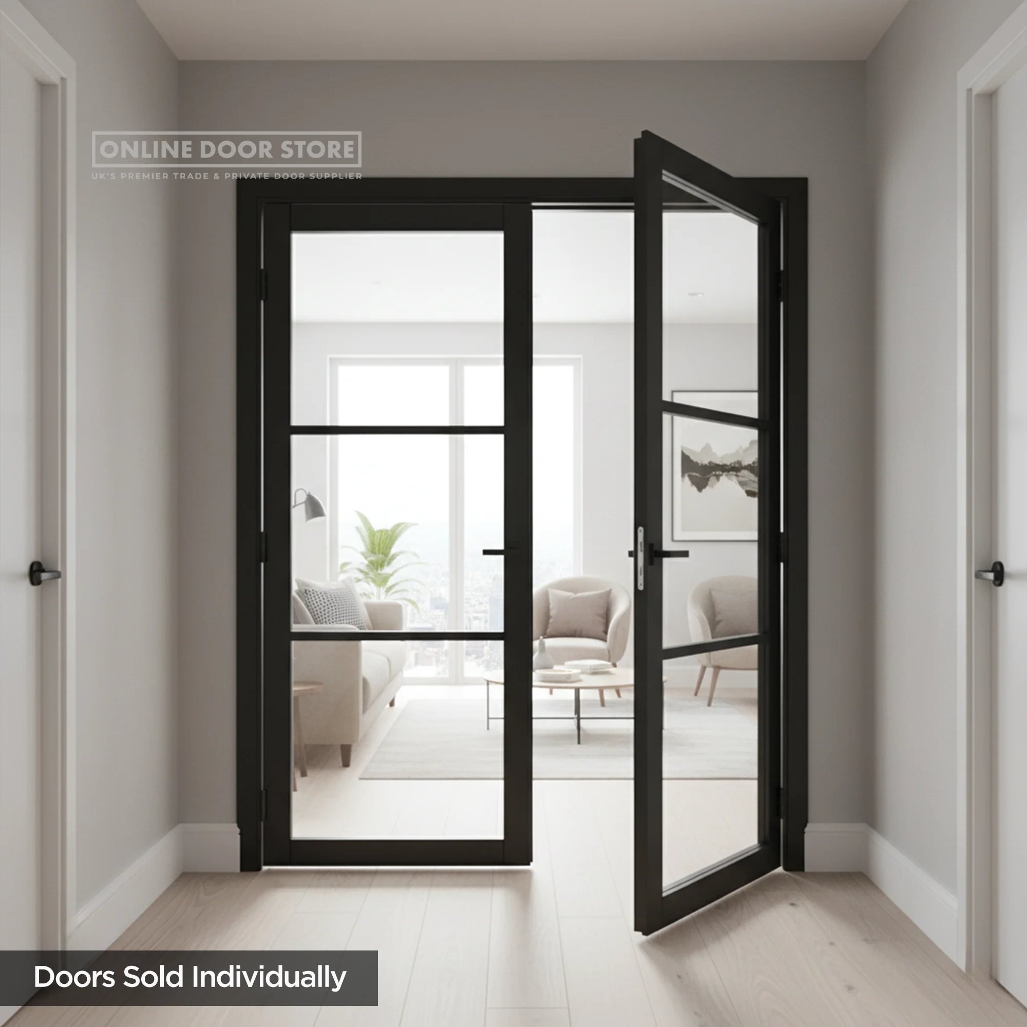 Deanta Camden Pre-Finished Black Internal Glazed Door - Image 3