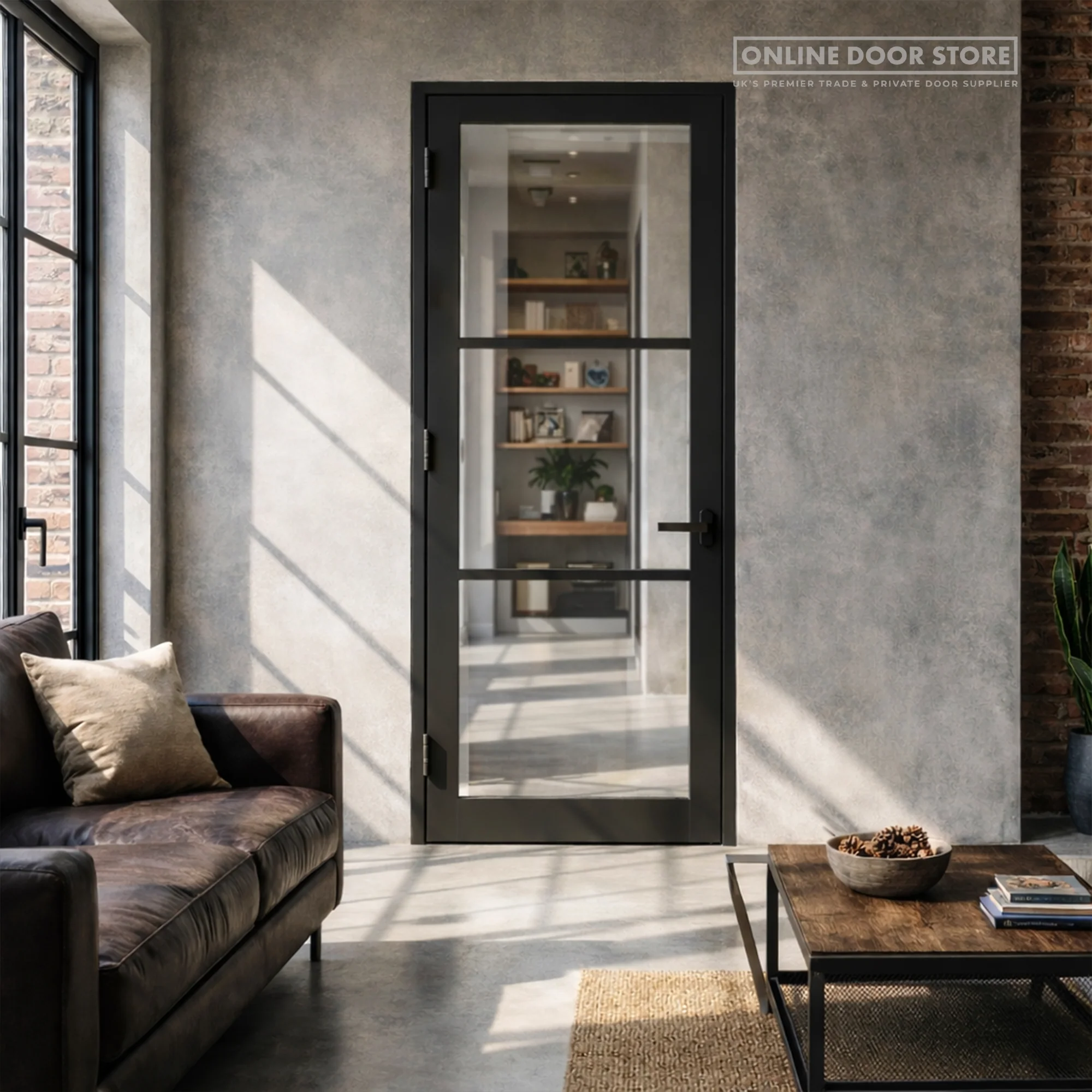 Deanta Camden Pre-Finished Black Internal Glazed Door - Image 4