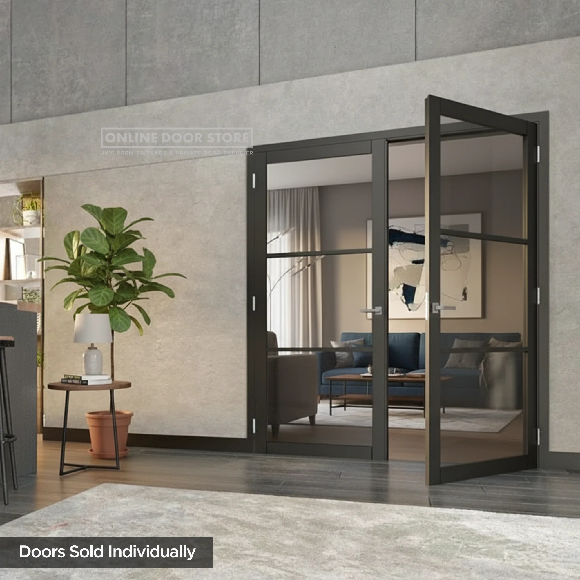 Deanta Camden Pre-Finished Black Tinted Internal Glazed Door - Image 3
