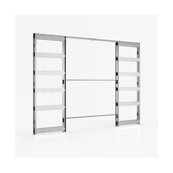 Deanta Double Pocket Door Kit 125mm - Oak Frame / Satin Chrome Hardware - Image 2