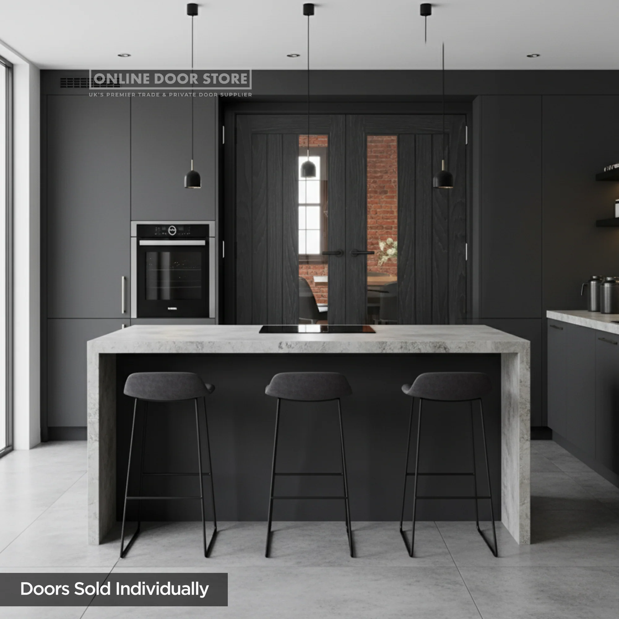 Deanta Ely Pre-Finished Brushed Black Oak Glazed 1SL FSC Internal Door - Image 3