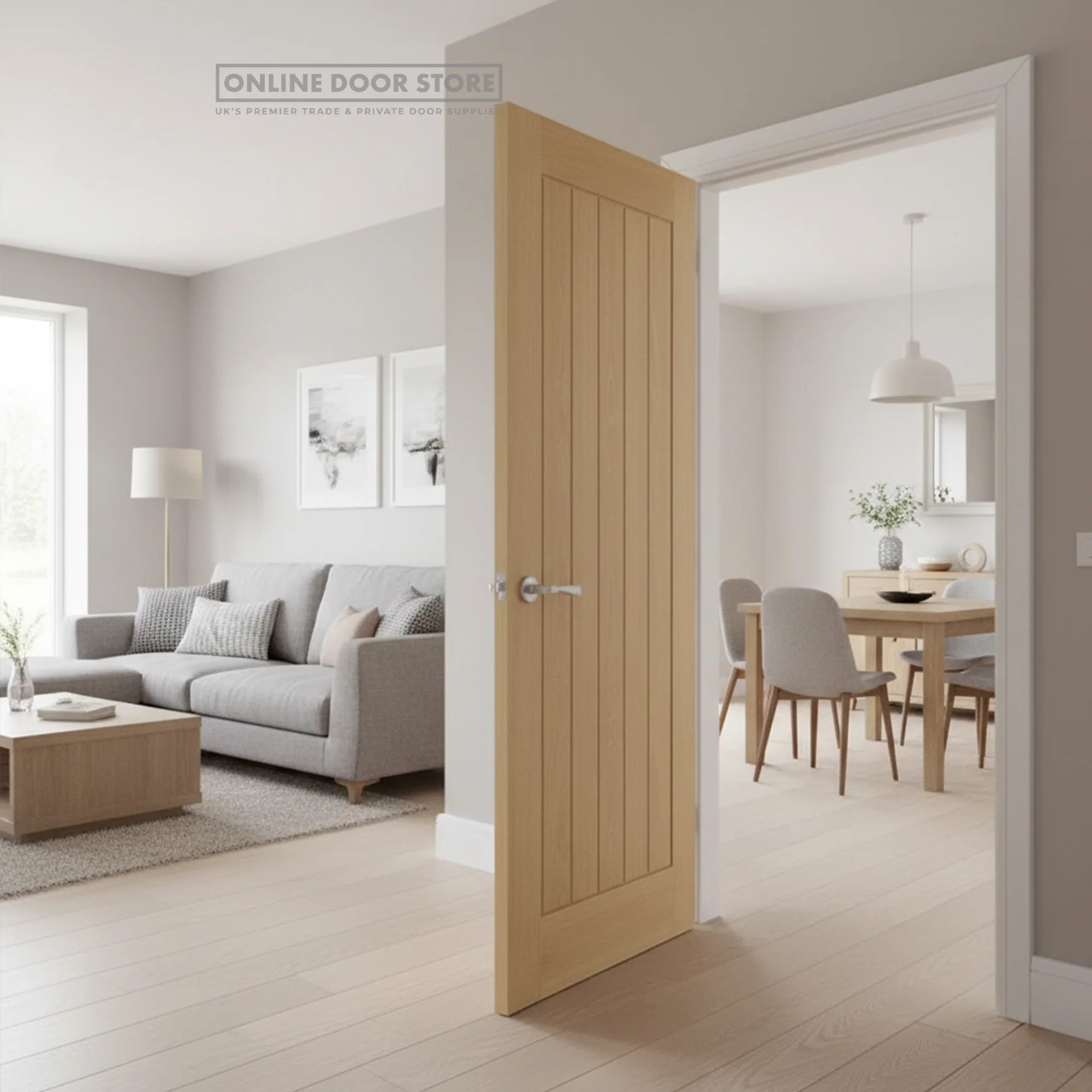 Deanta Ely Prefinished Oak FD30 Fire Door - Image 3