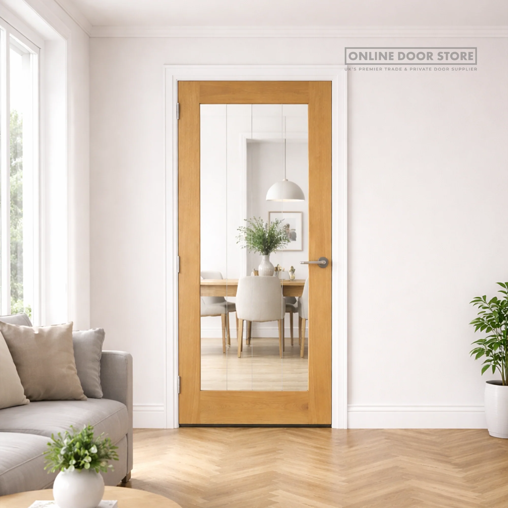 Deanta Ely Prefinished Oak Internal Glazed Door (1L Full) - Image 2