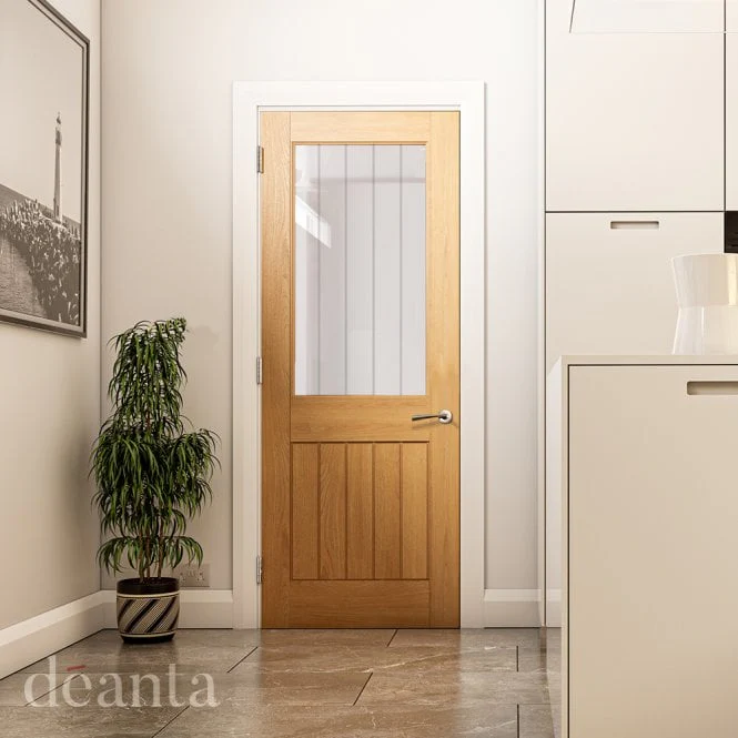 Deanta Ely Unfinished Oak Internal Glazed Door (1L Half) - Image 3
