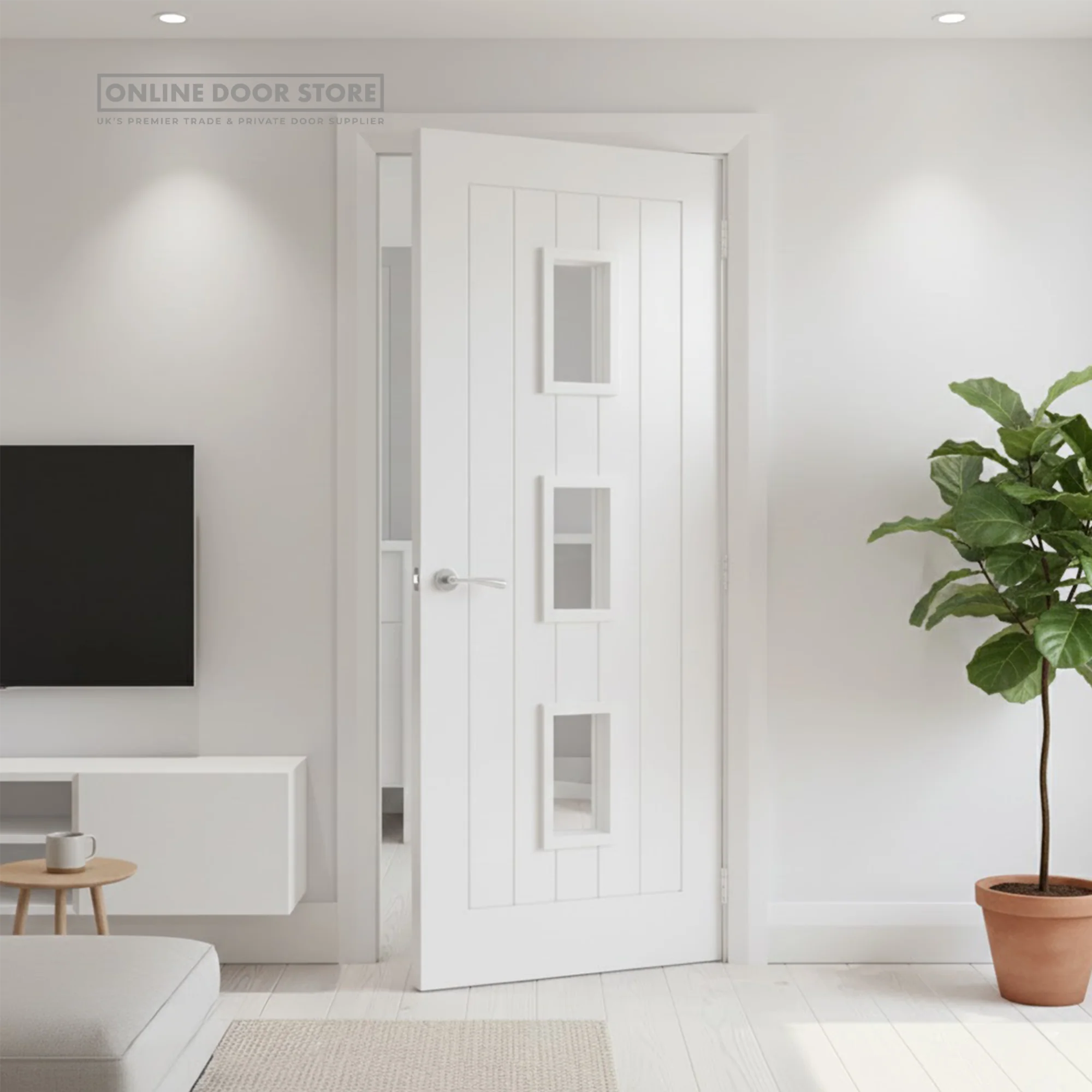 Deanta Ely White Primed Internal Glazed Door (3L) - Image 2