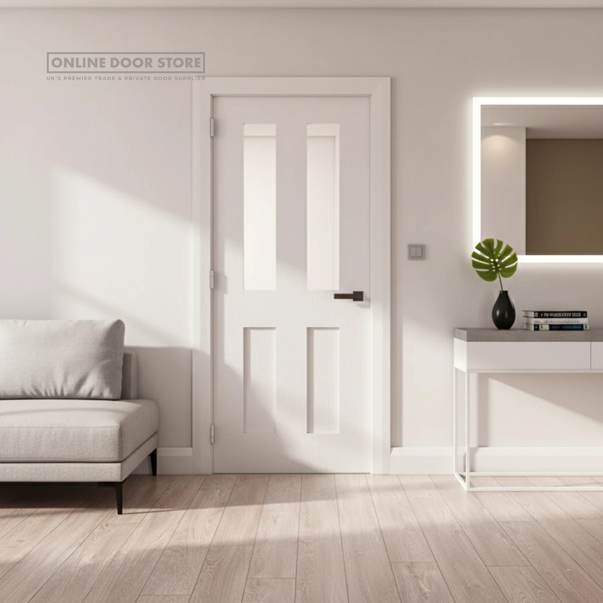 Deanta Eton White Primed Internal Glazed Door - Image 2