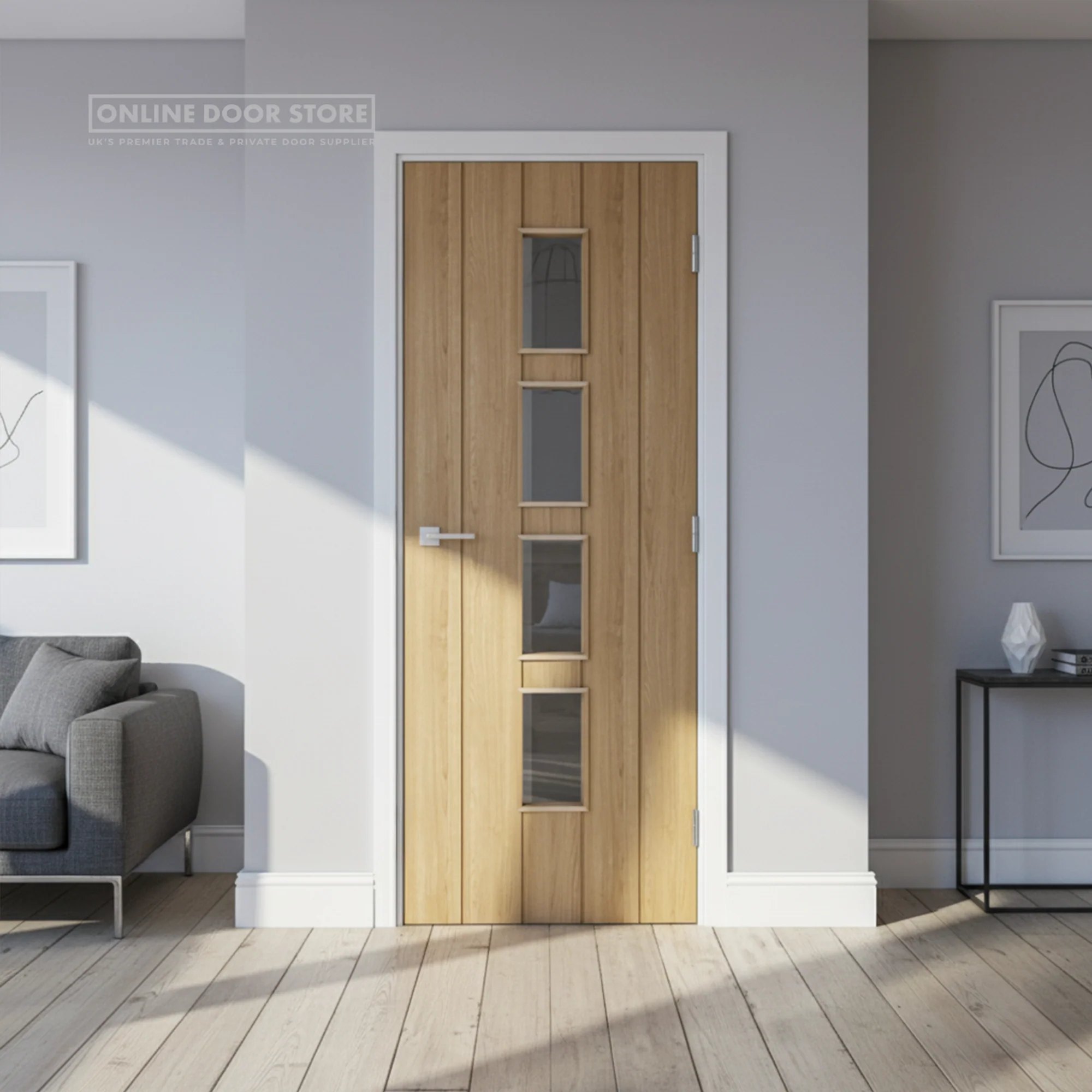 Deanta Galway Unfinished Oak Internal Glazed Door - Image 2