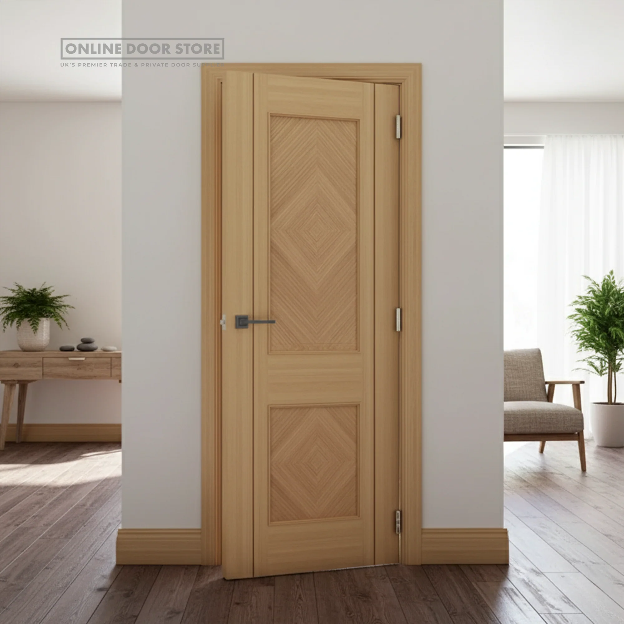 Deanta Kensington Prefinished Oak FD30 Fire Door - Image 2