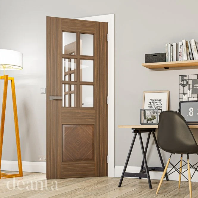 Deanta Kensington Prefinished Walnut Bevelled Internal Glazed Door - Image 3
