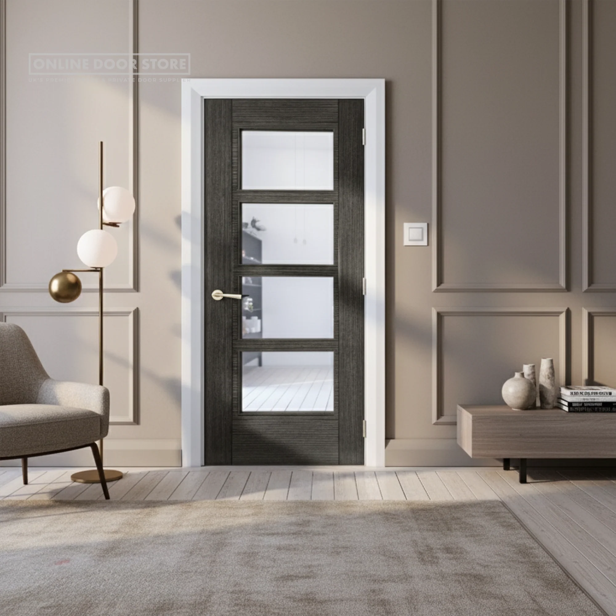 Deanta Montreal Dark Grey Ash Internal Glazed Door - Image 2