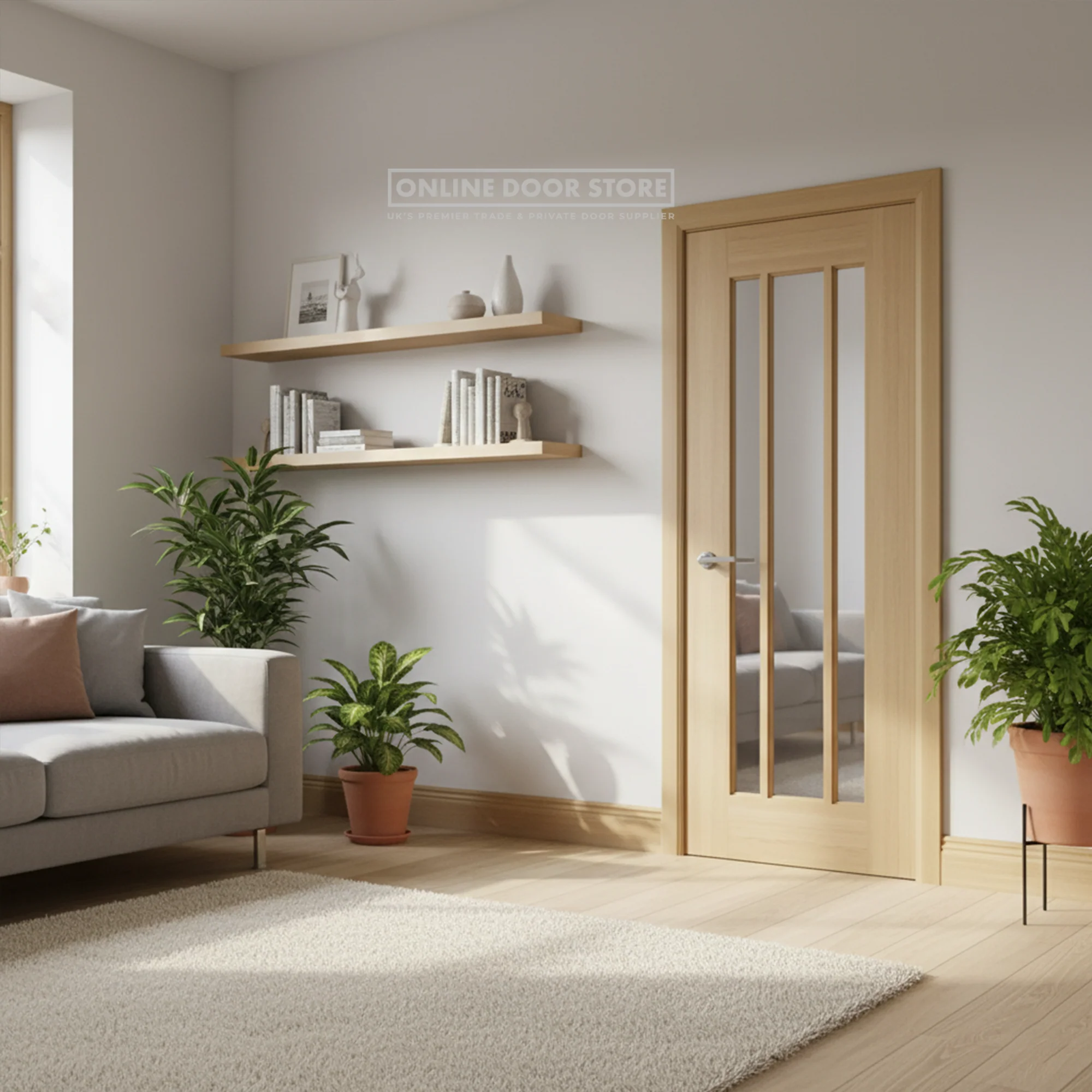 Deanta Norwich Unfinished Oak Bevelled Internal Glazed Door - Image 2