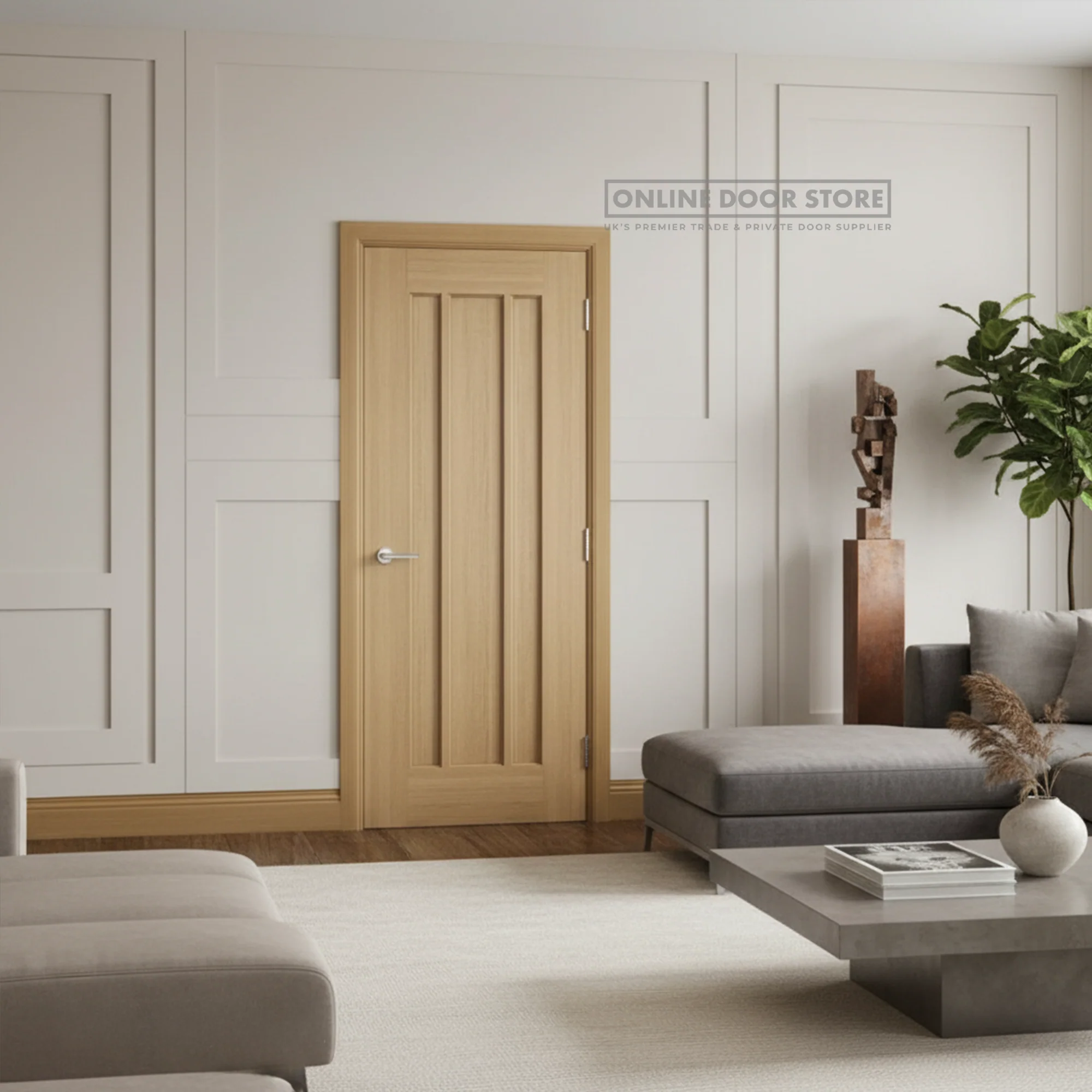 Deanta Norwich Unfinished Oak FD30 Fire Door - Image 2
