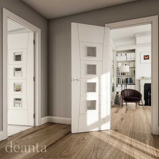 Deanta Pamplona White Primed Glazed FD30 Fire Door - Image 3
