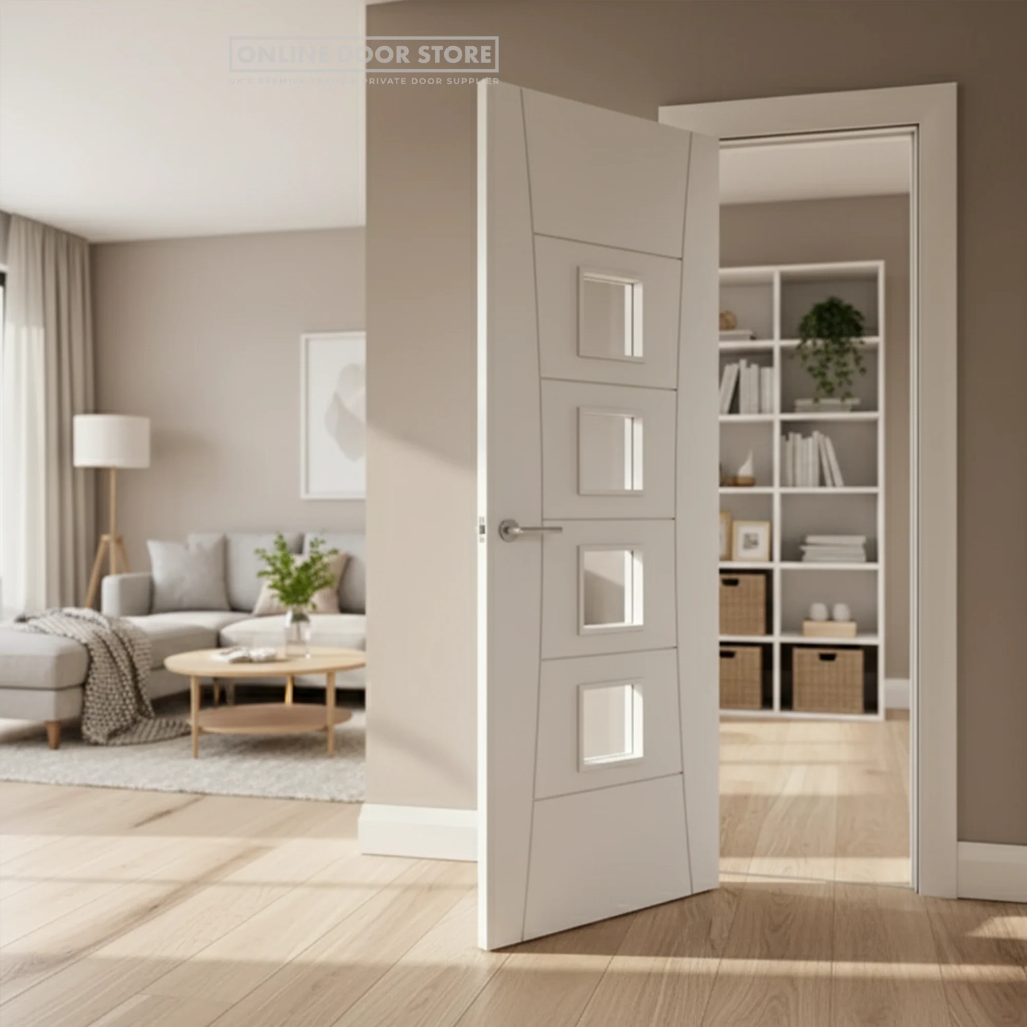Deanta Pamplona White Primed Internal Glazed Door - Image 2