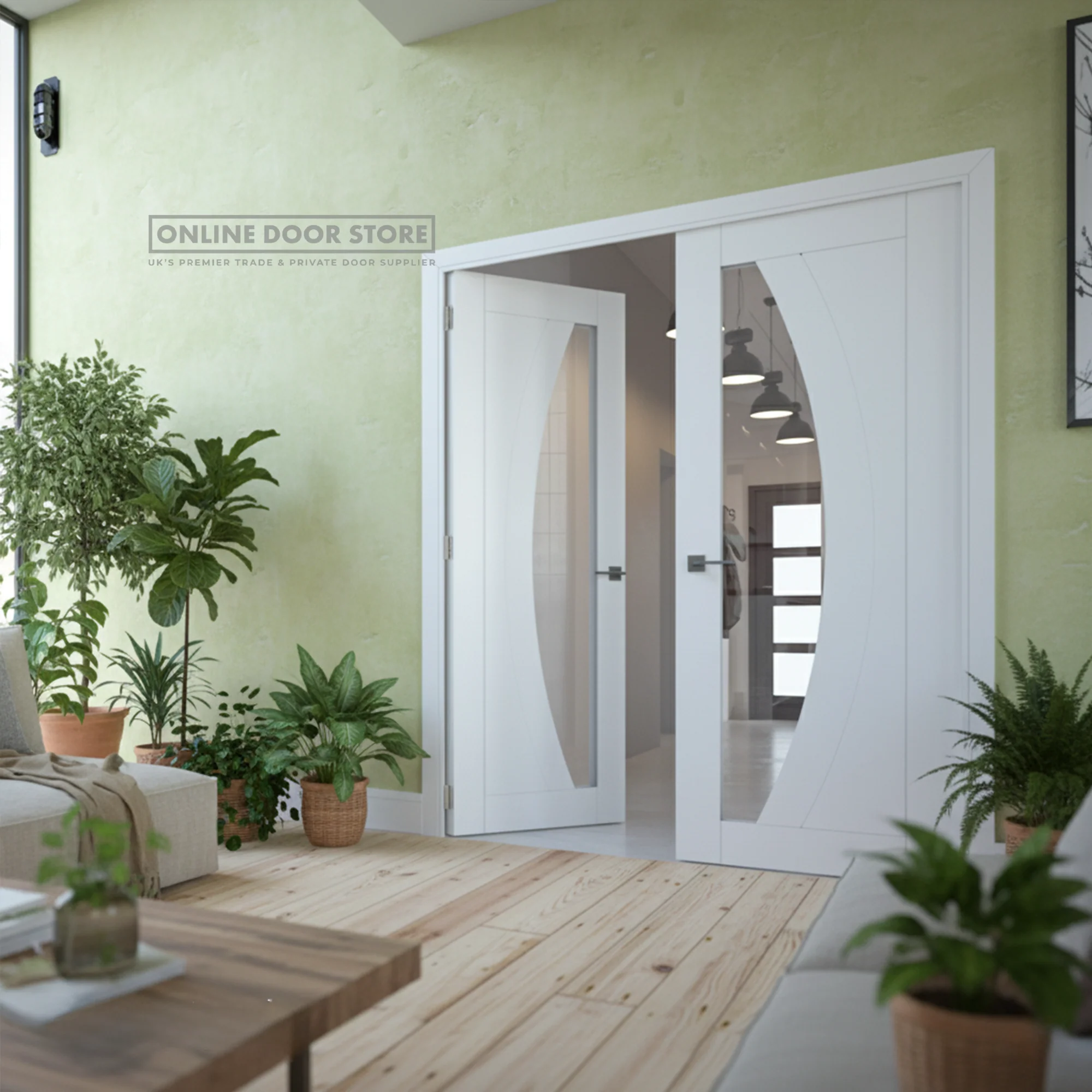Deanta Ravello White Primed Internal Glazed Door - Image 2