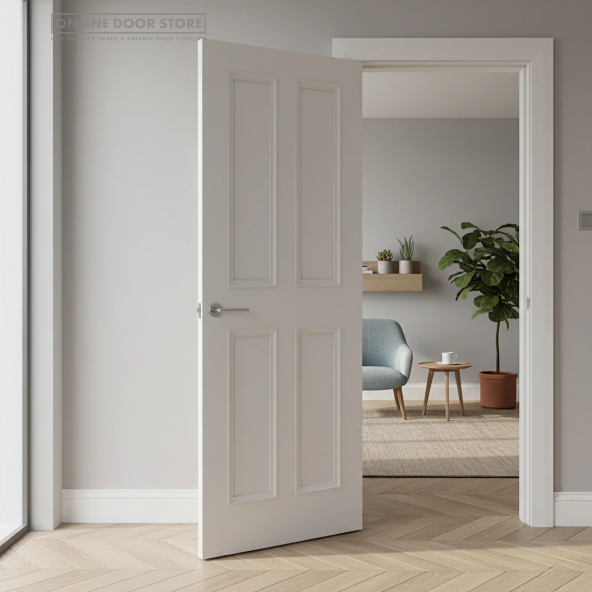 Deanta Rochester White Primed Internal Door - Image 2