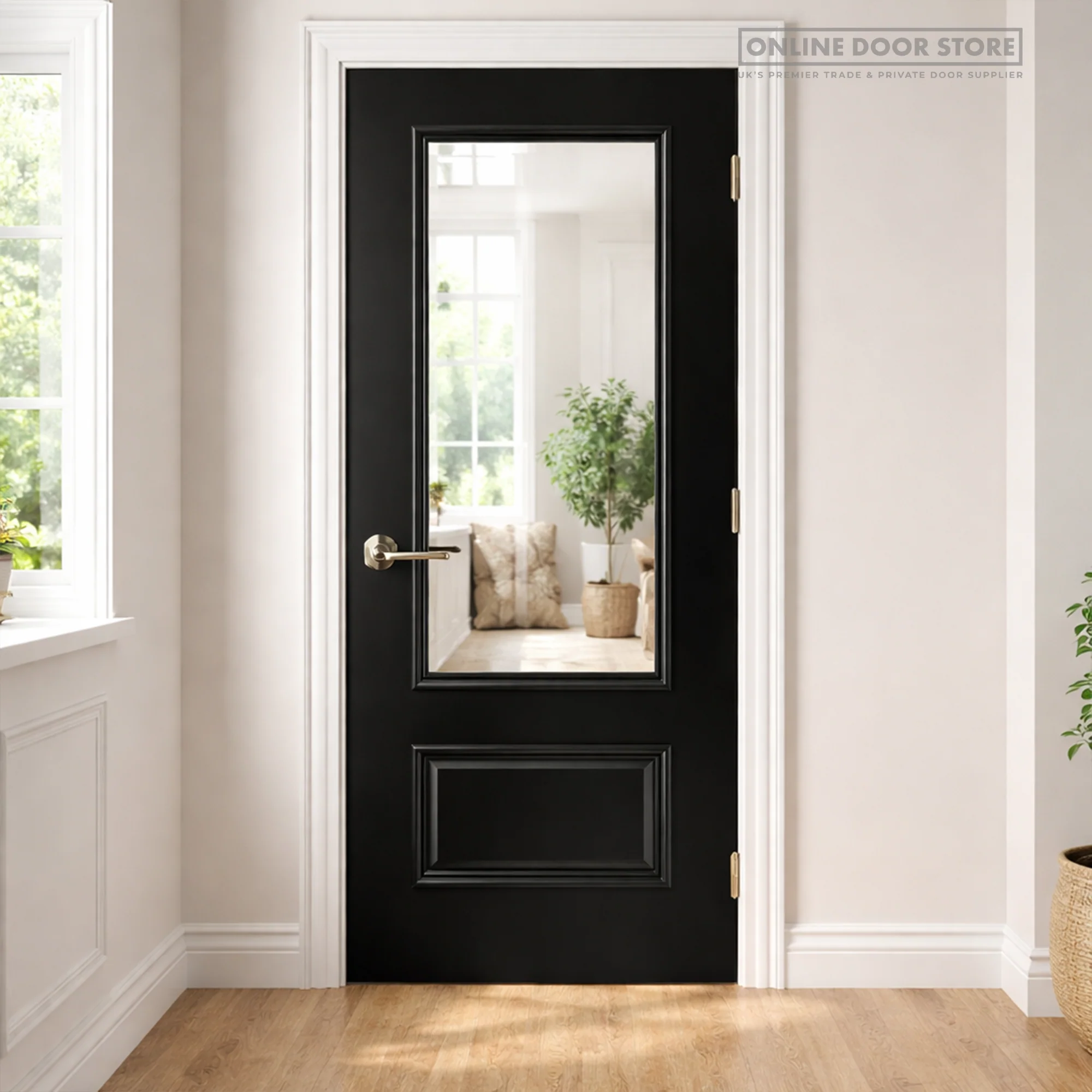 Deanta Sandringham Black Pre-Finished Internal Glazed Door - Image 2