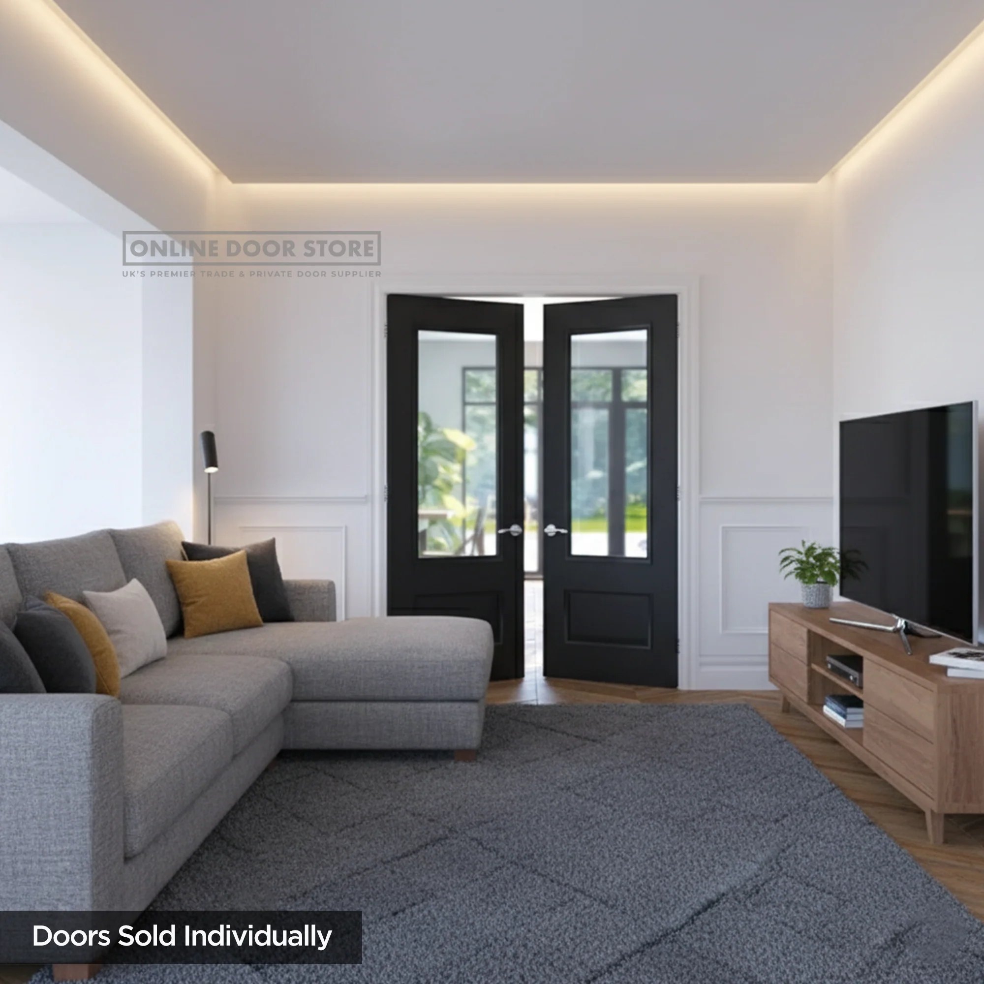 Deanta Sandringham Black Pre-Finished Internal Glazed Door - Image 3