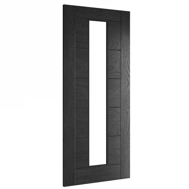 Deanta Seville Pre-Finished Brushed Black Oak Glazed 1L FSC Internal Glazed Door - Image 4