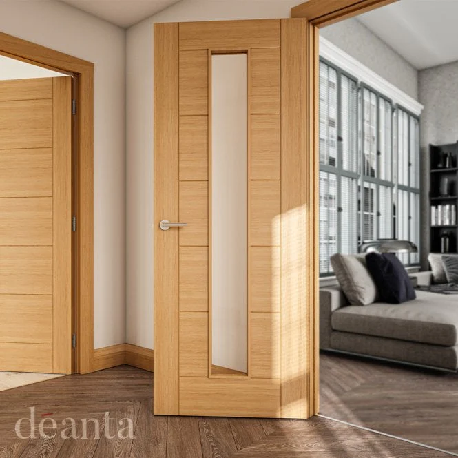 Deanta Seville Prefinished Oak 1L Glazed FD30 Fire Door - Image 3