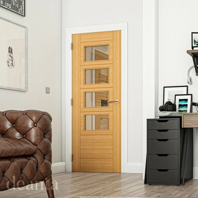 Deanta Seville Prefinished Oak Internal Glazed Door (4L Square) - Image 3