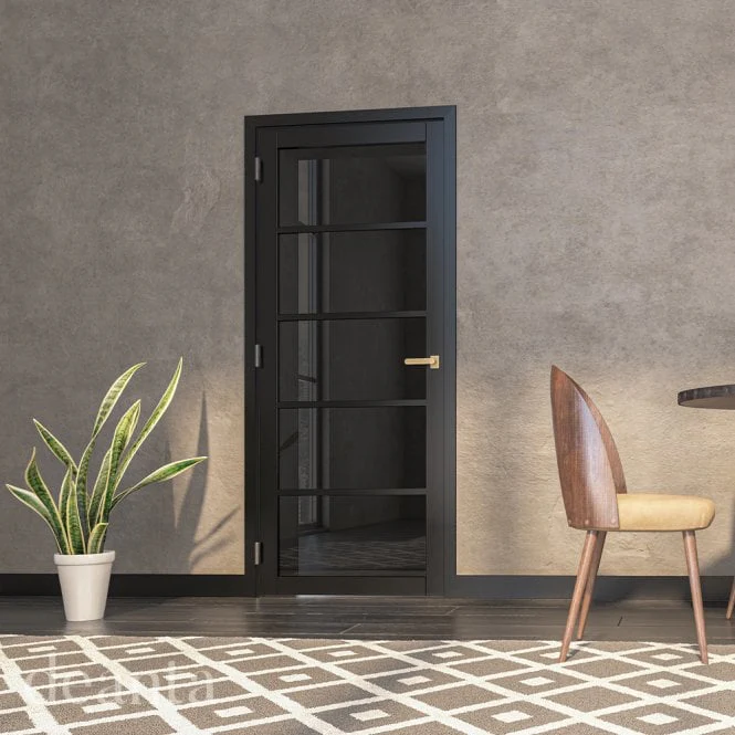 Deanta Shoreditch Pre-Finished Black Tinted Internal Glazed Door - Image 3
