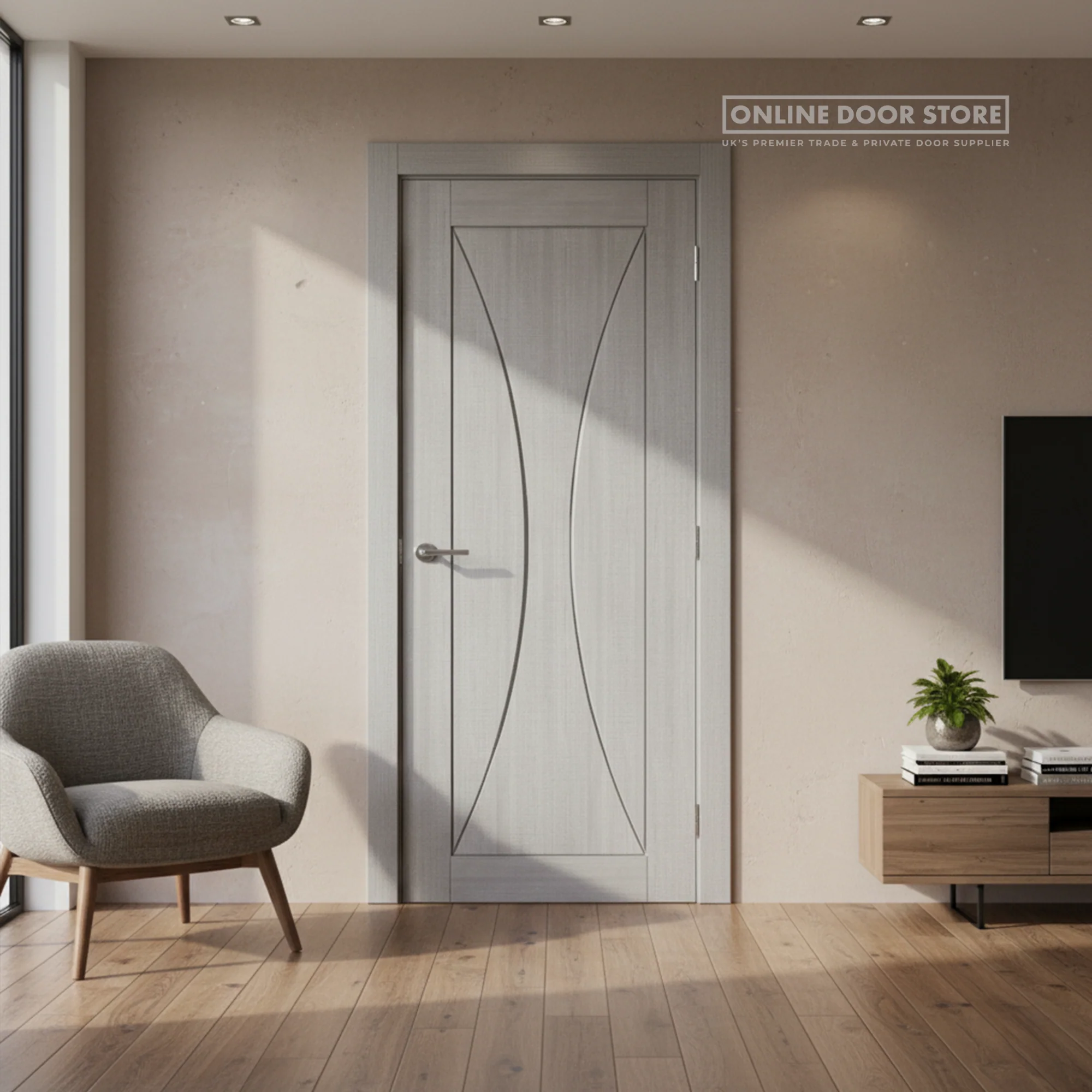 Deanta Sorrento Light Grey Ash Internal FD30 Fire Door - Image 2