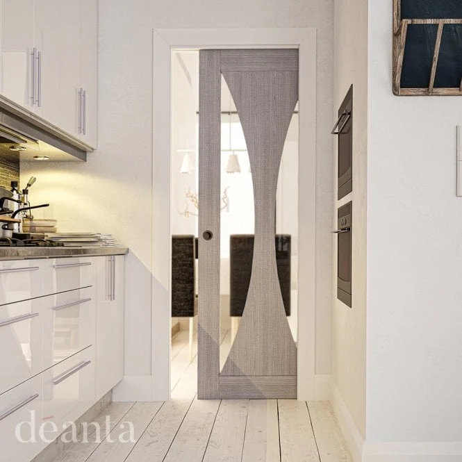 Deanta Sorrento Light Grey Ash Internal Glazed Door - Image 3