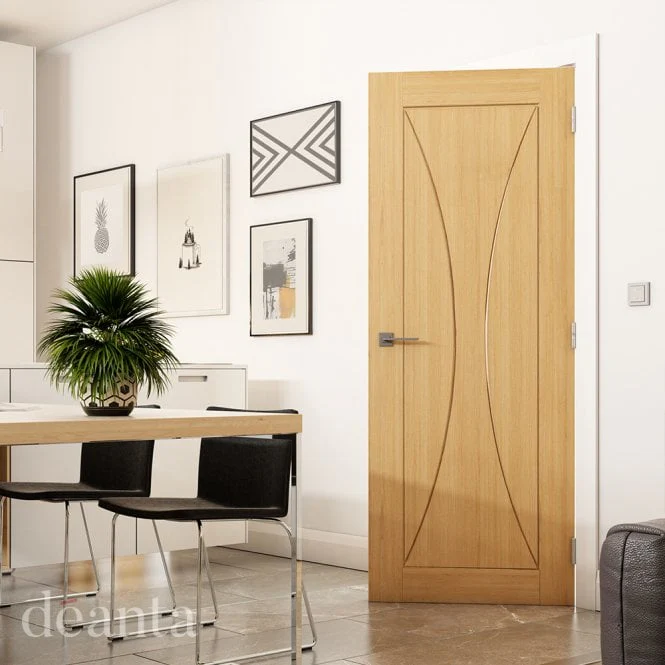 Deanta Sorrento Prefinished Oak FD30 Fire Door - Image 3