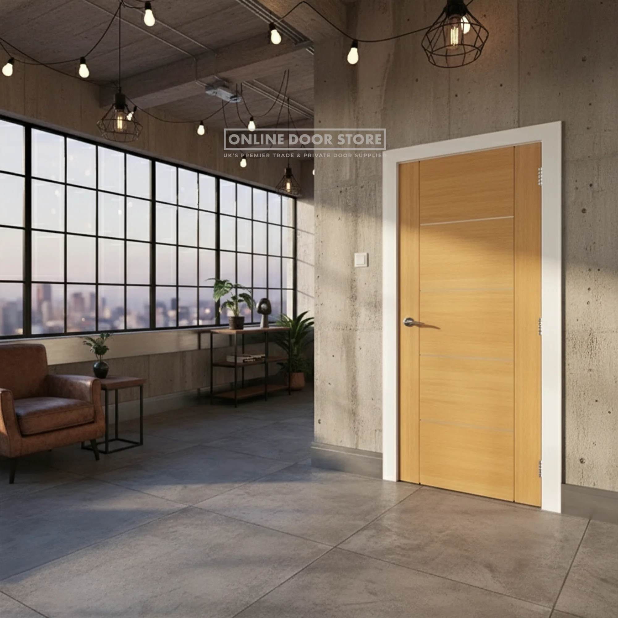Deanta Valencia Prefinished Oak FD30 Fire Door - Image 2