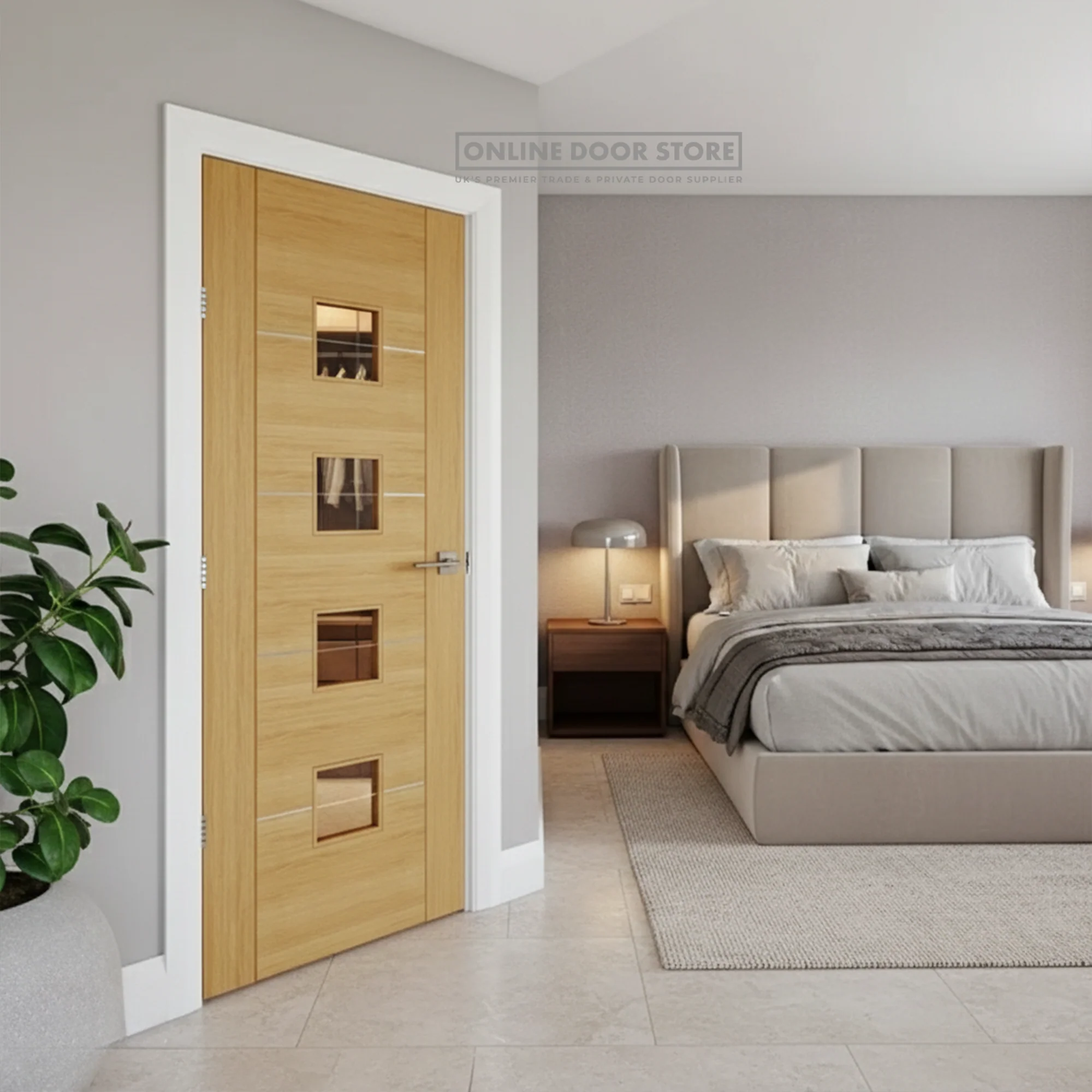 Deanta Valencia Prefinished Oak Internal Glazed Door - Image 2