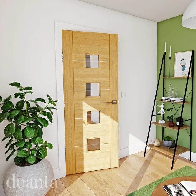 Deanta Valencia Prefinished Oak Internal Glazed Door - Image 3