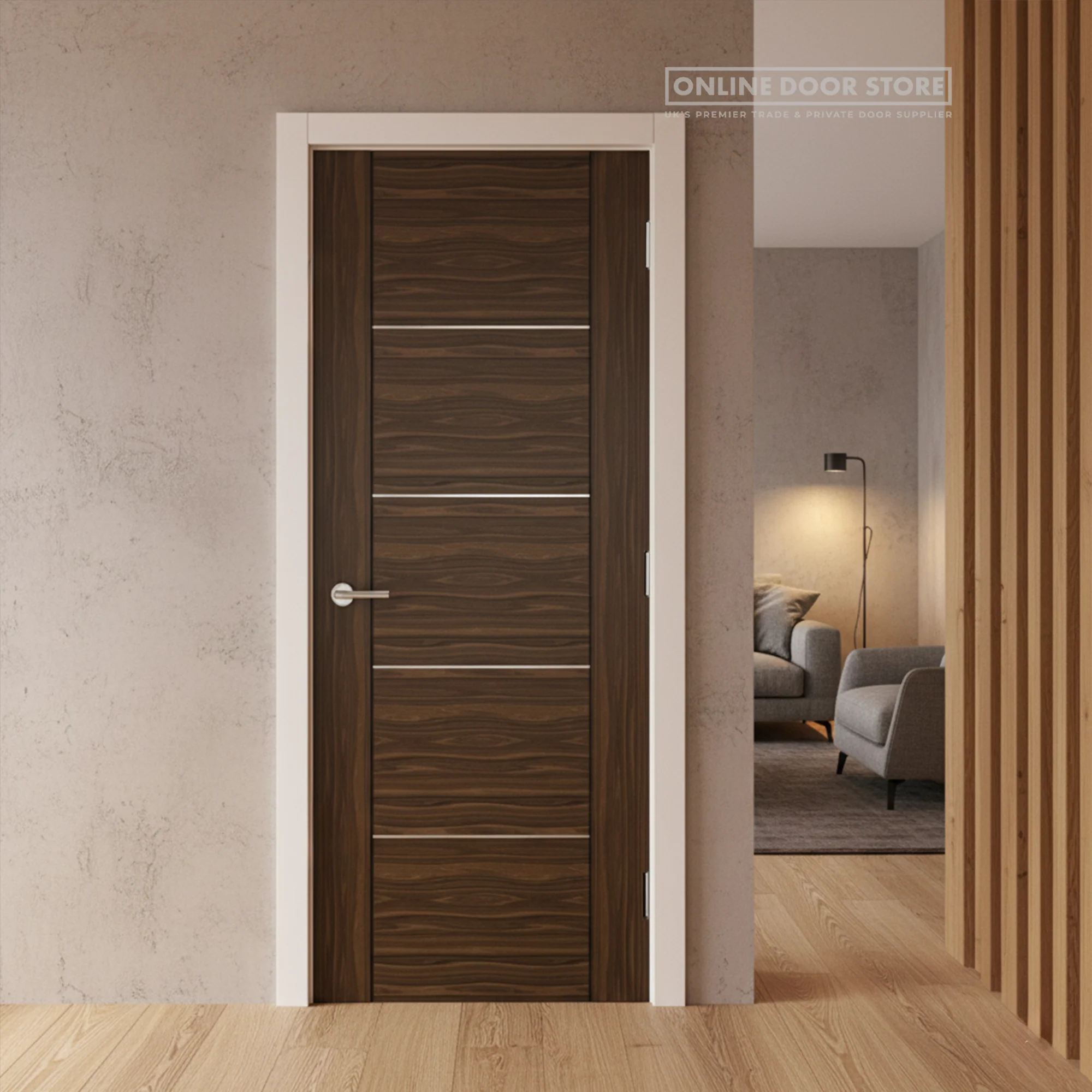 Deanta Valencia Prefinished Walnut FD30 Fire Door - Image 2