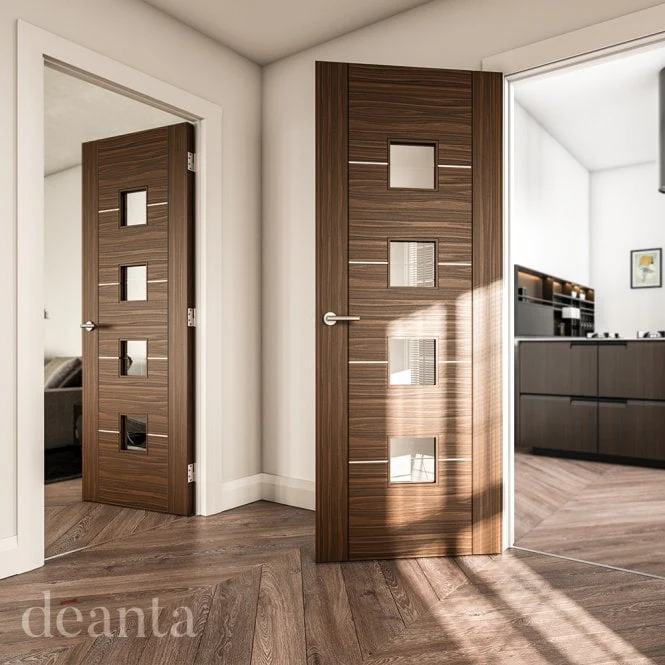 Deanta Valencia Prefinished Walnut Internal Glazed Door - Image 3