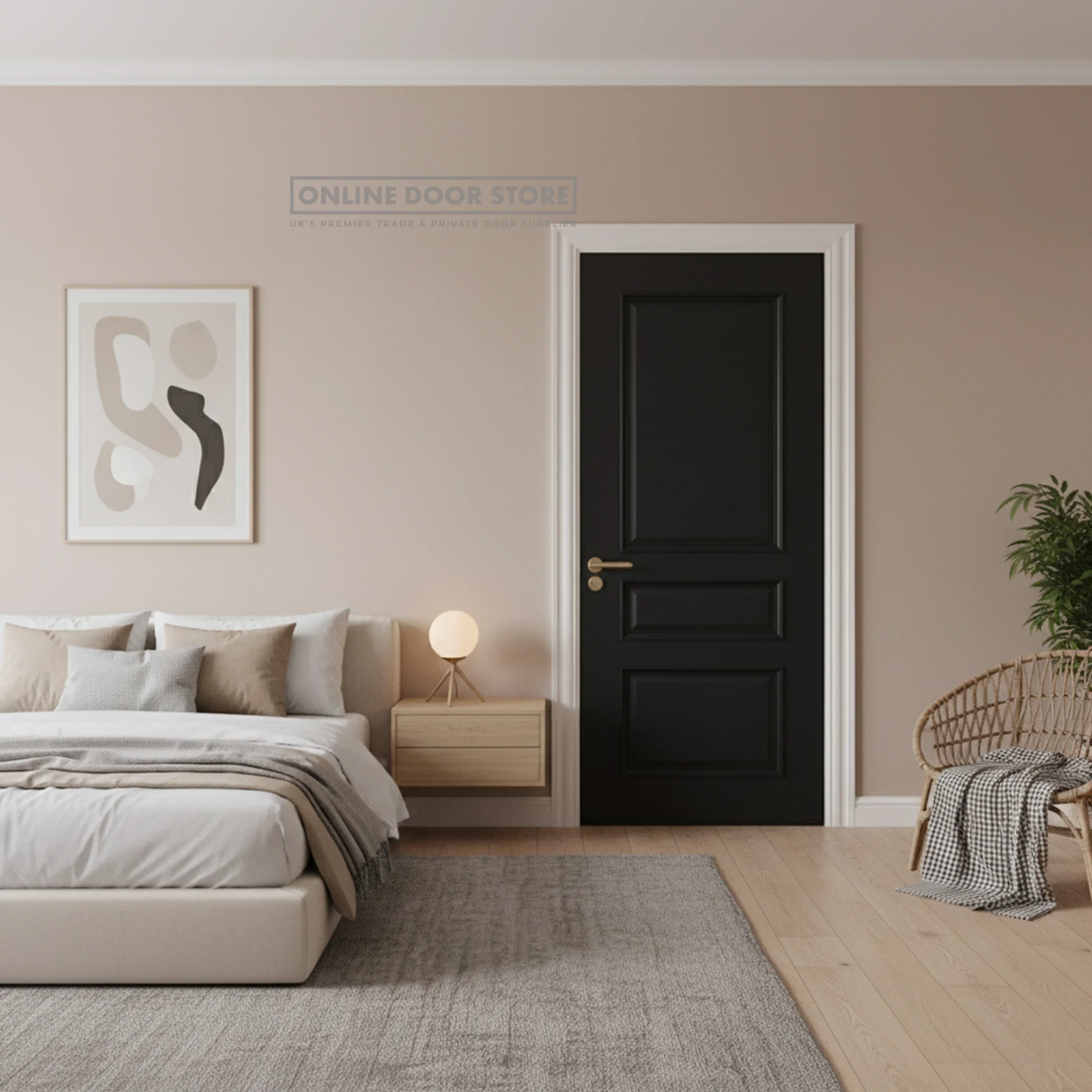 Deanta Windsor Black Prefinished FSC Internal Door - Image 4
