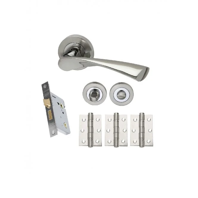 Intelligent Hardware Zeta Developer Lever on Rose in Chrome Plated / Satin Nickel - Privacy Pack