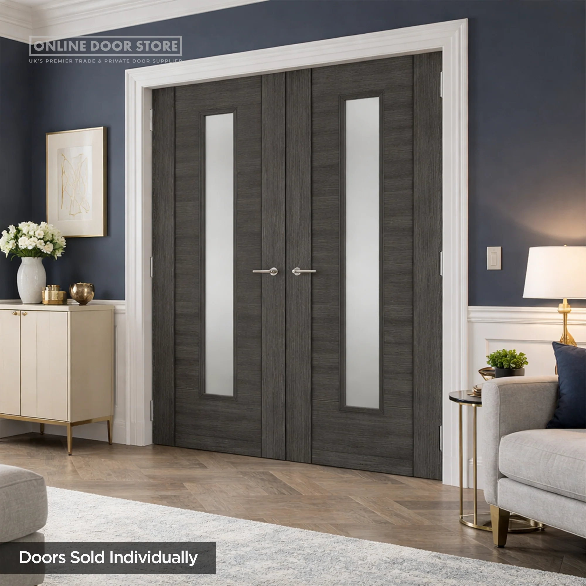 JB Kind Alabama Dark Grey Laminated Internal Glazed Door - Image 3