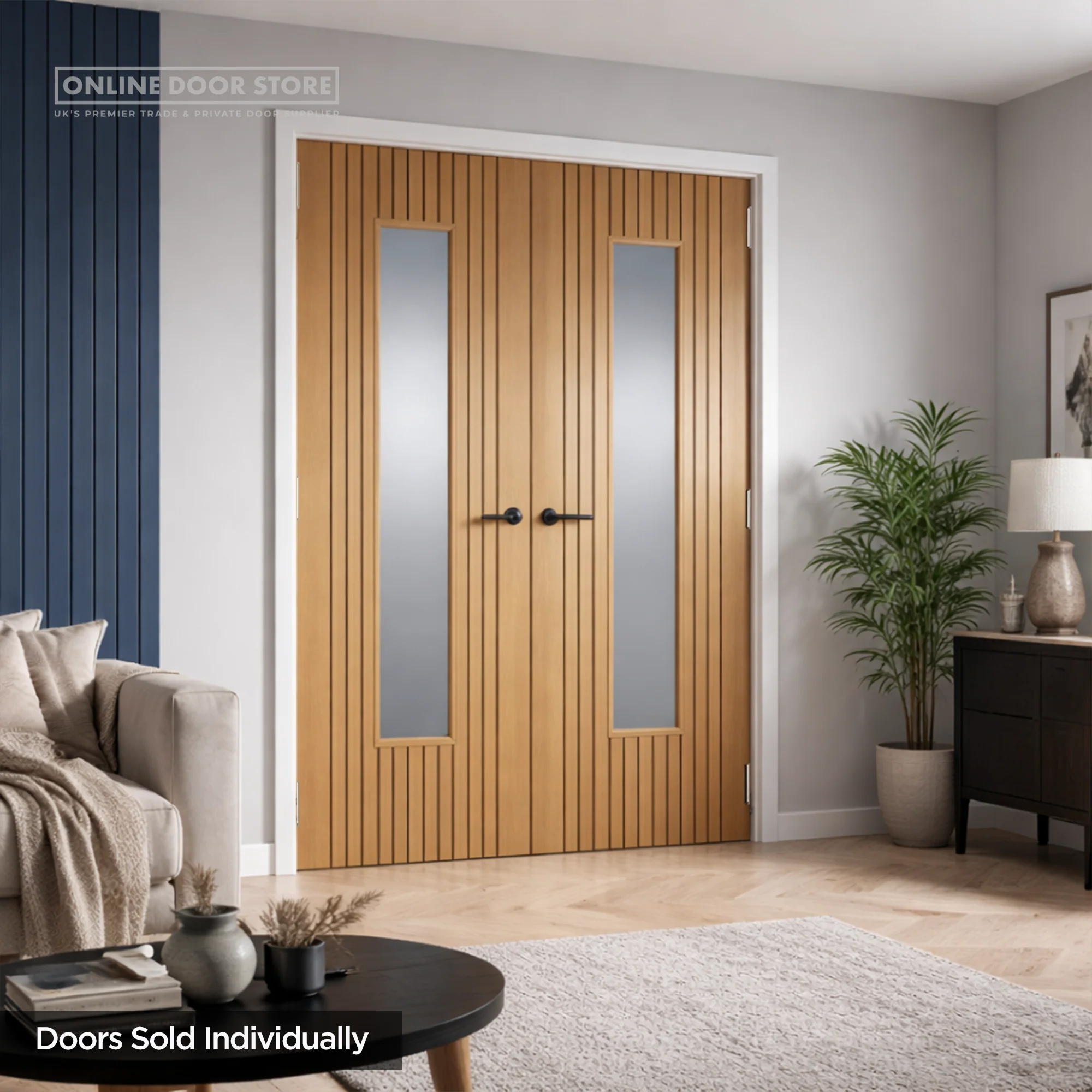 JB Kind Aria Oak Laminated Internal Glazed Door - Image 3