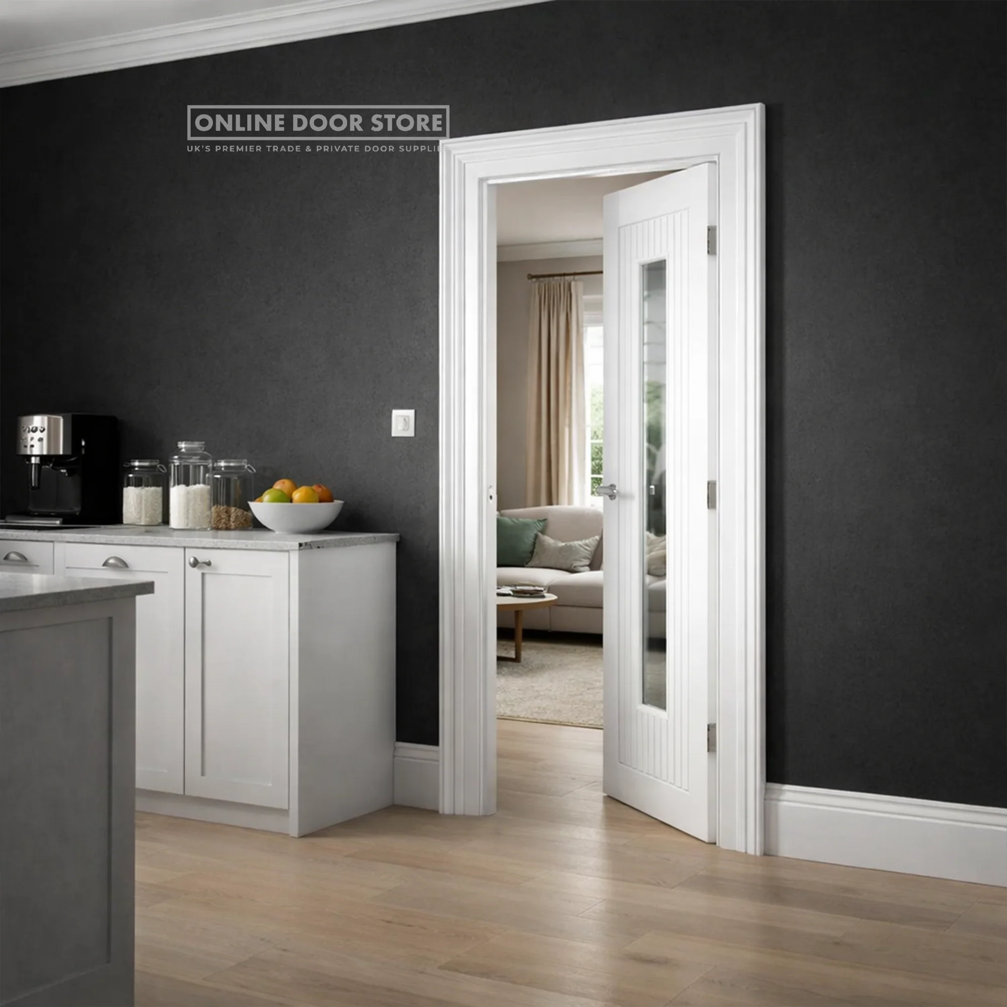 JB Kind Aria White Primed Internal Glazed Door - Image 2
