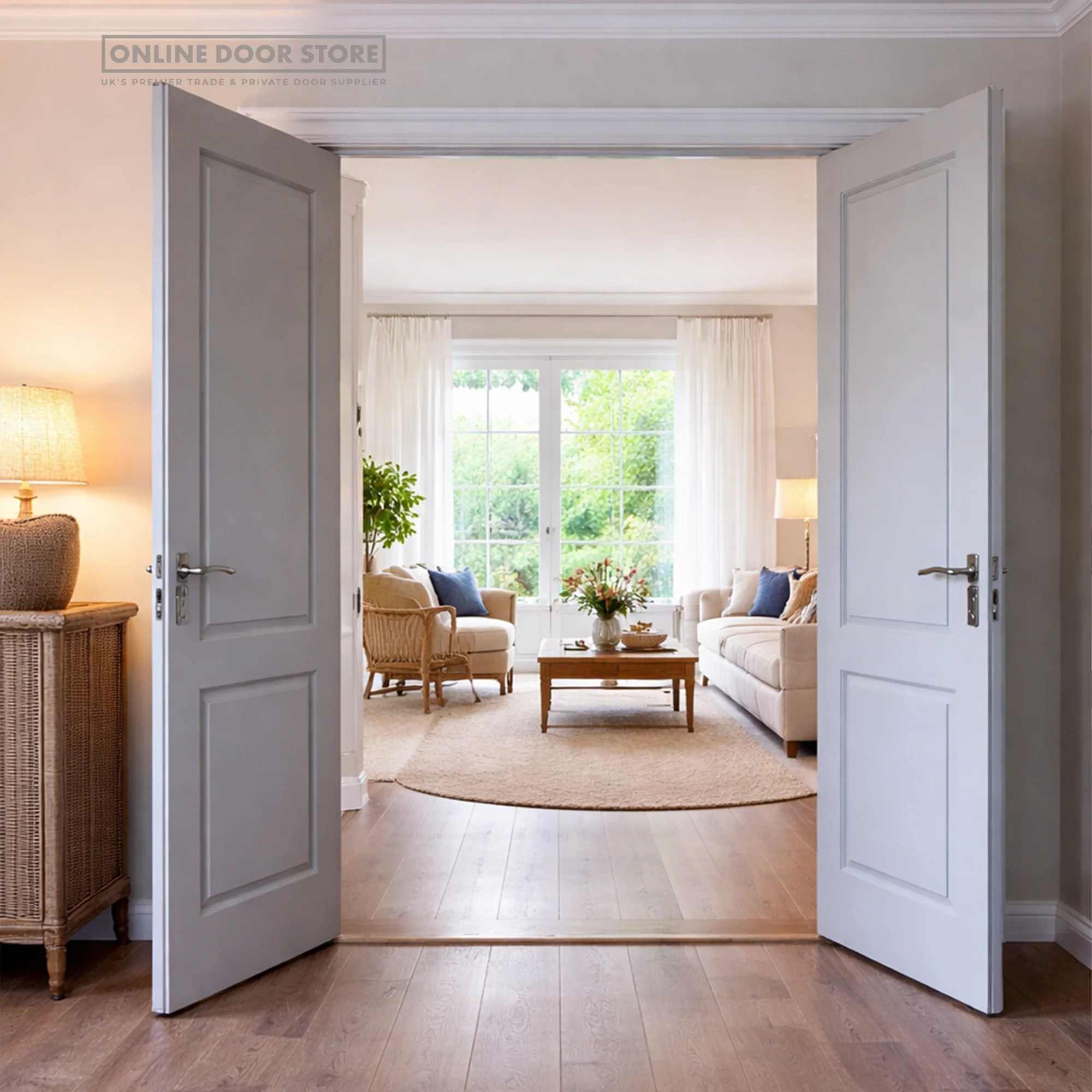 JB Kind Caprice Grained White Primed Internal Door - Image 2